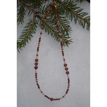 Naszyjnik handmade z kamieni piasek pustyni, beżowego jaspisu i pomarańczowego granatu.